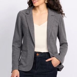 Skies Are Blue Lulu Rib Knit Open Front Blazer Cardigan Gray | Size L | Good